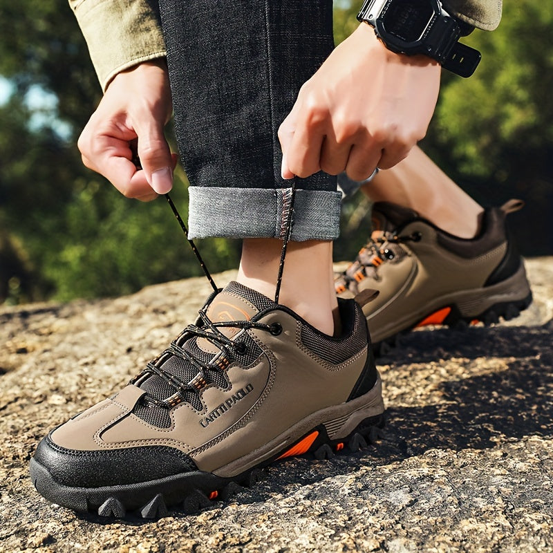 Men's Low Top Hiking Boots Comfy Non Slip Lace Up Shoes For Outdoor