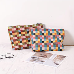 Plaid Makeup Bag Zipper Cosmetic Pouch Large Capacity Organizer