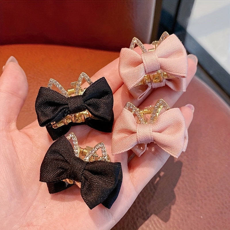 2pcs Cat's Ear Hair Clip with Bow Hairpin