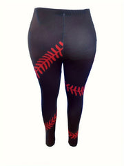 Sporty Leggings Women's High Rise Rice Print Elastic Leggings