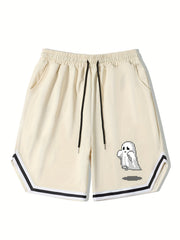 Men's Ghost Graphic Basketball Shorts Halloween Casual Drawstring Shorts
