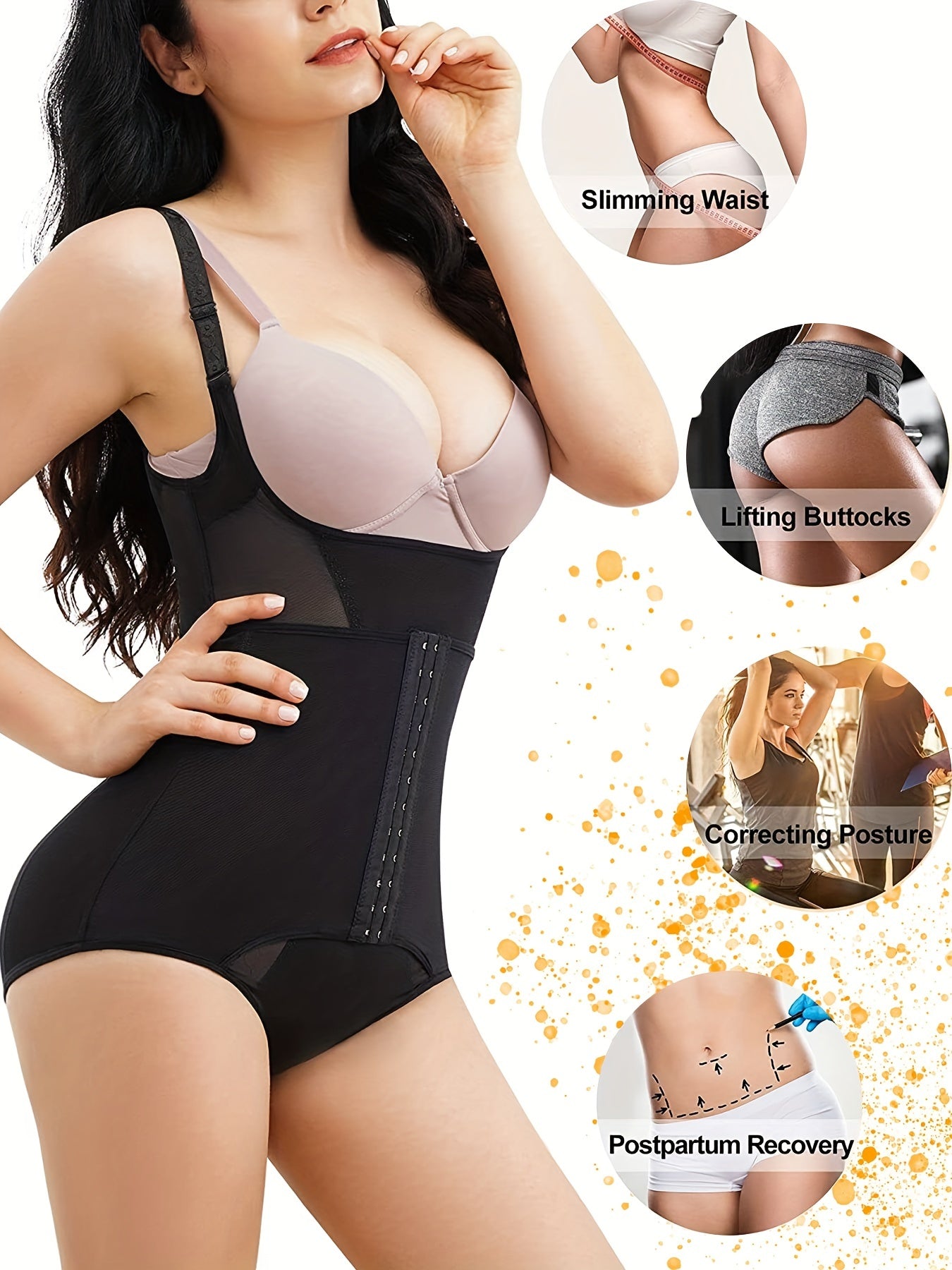 Front Buckle Shaping Bodysuit Tummy Control Butt Lifting Open Bust Body Shaper