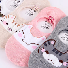 5 Pairs Soft Kitty Socks Boat Sock Pack Women's Stockings