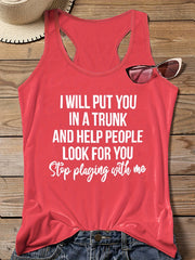 Casual Tank Top Women's Plus Slogan Print Vest Top