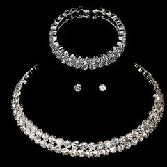 Zircon Necklace Earrings Set Bridal Wedding Jewelry