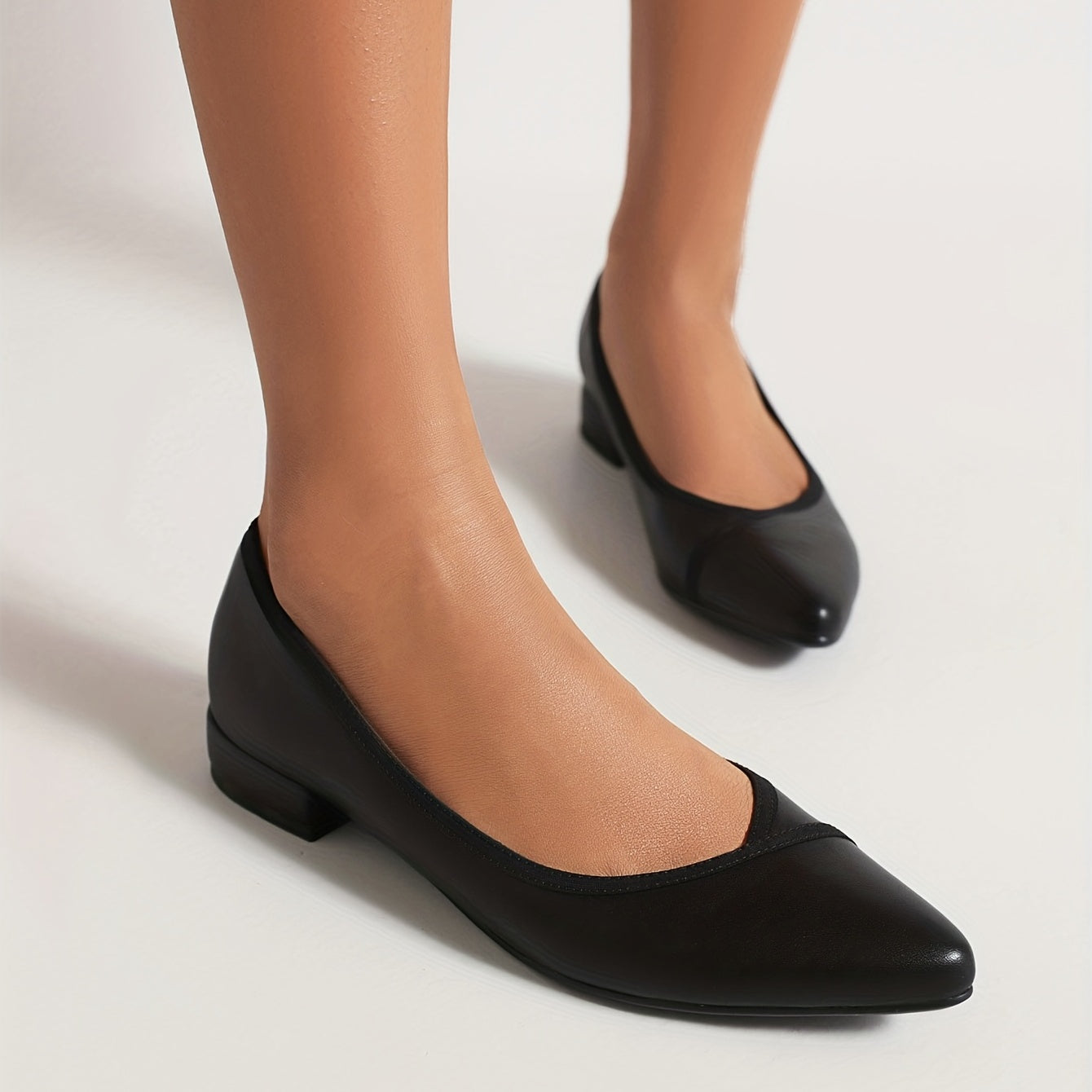 Women's Point Toe Work Shoes Casual Flat Comfortable Faux Leather Shoes