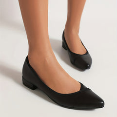 Women's Point Toe Work Shoes Casual Flat Comfortable Faux Leather Shoes