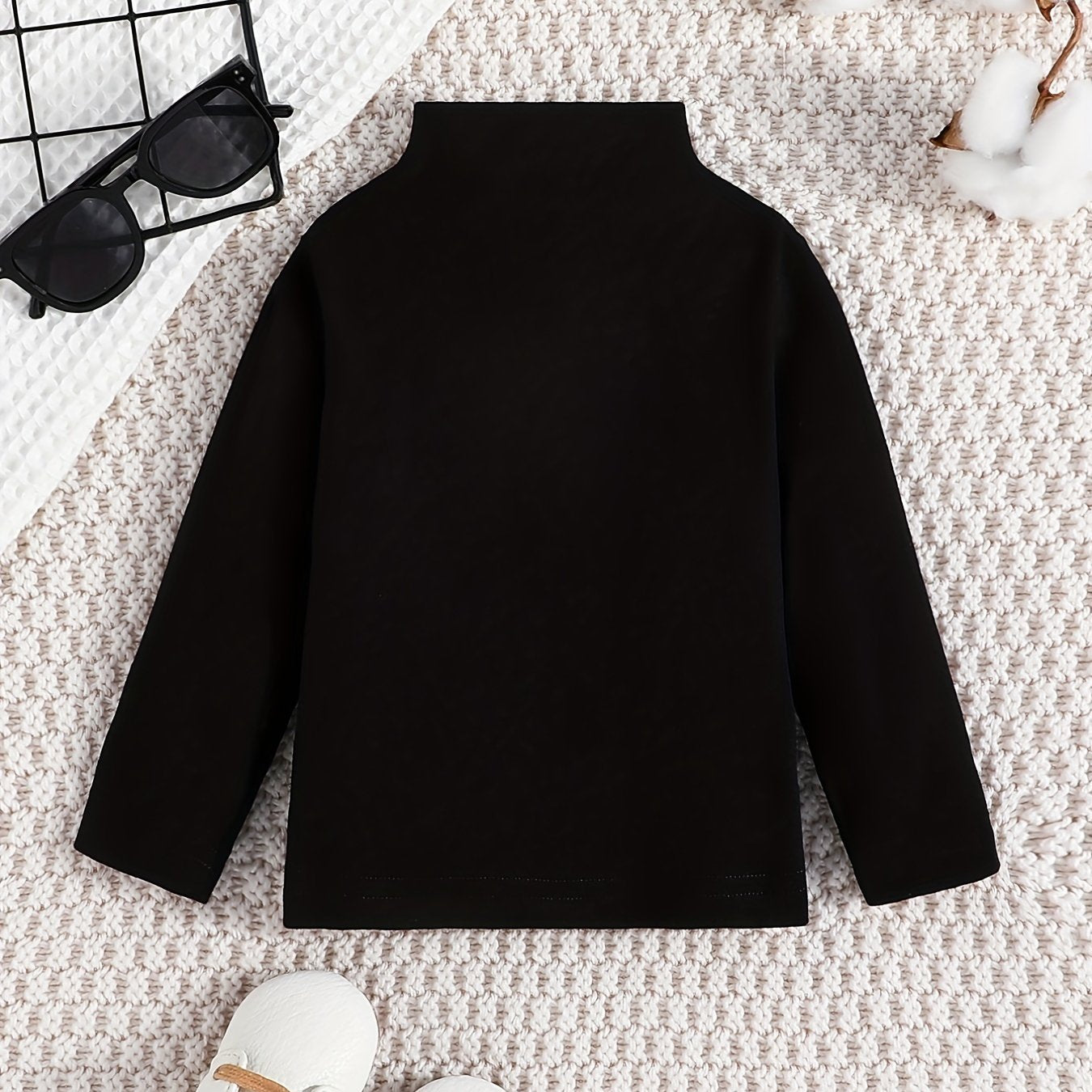 Stand Collar Long Sleeve Bottoming Shirt for Baby Girl