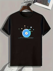 Music Pattern Print Men's Graphic T-shirt for Summer