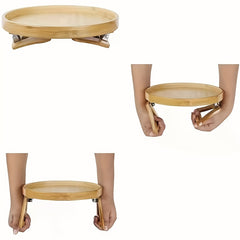 Foldable Wooden Sofa Tray for Drinks Snacks Phone
