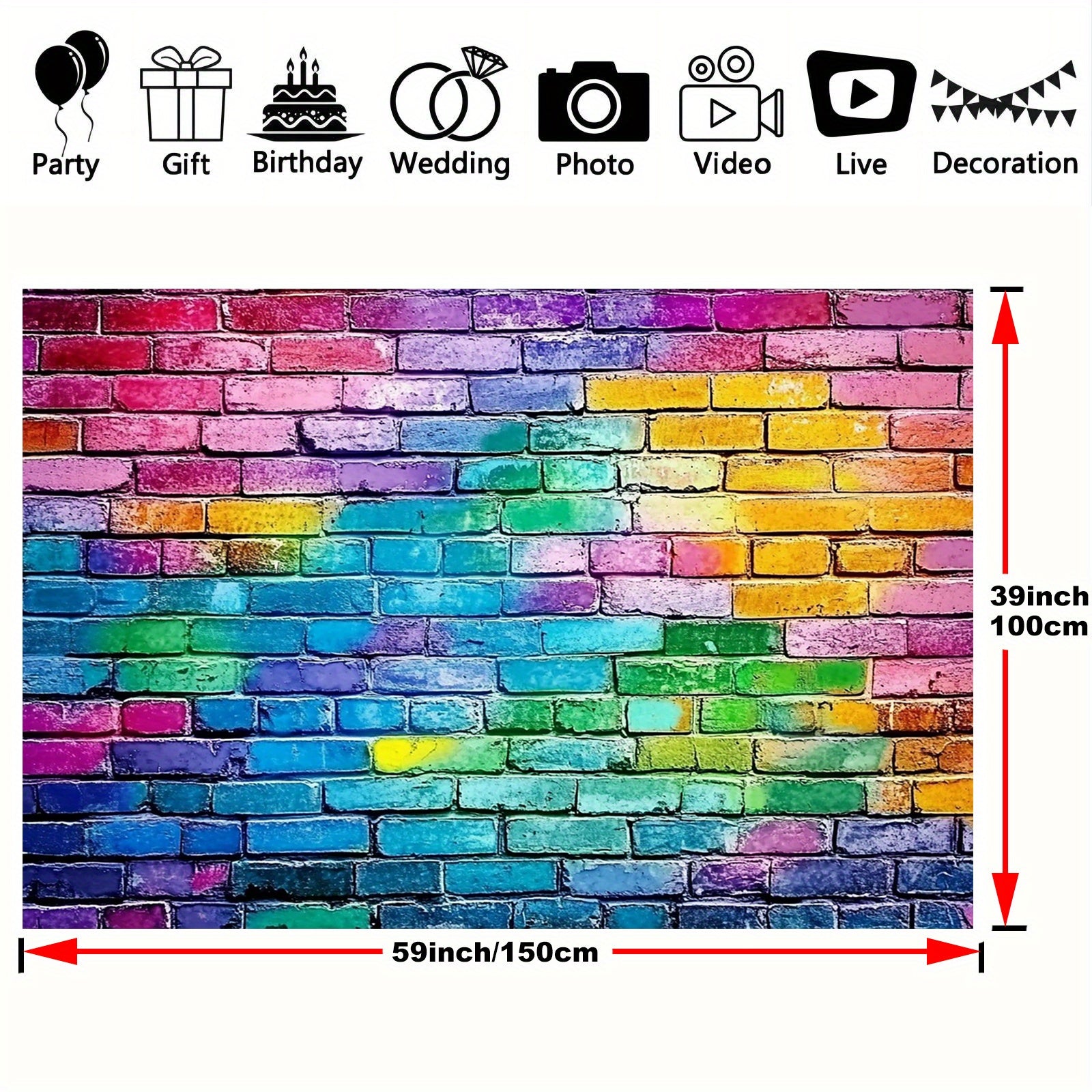 Colorful Brick Wall Backdrop for Events with Tripod Stand