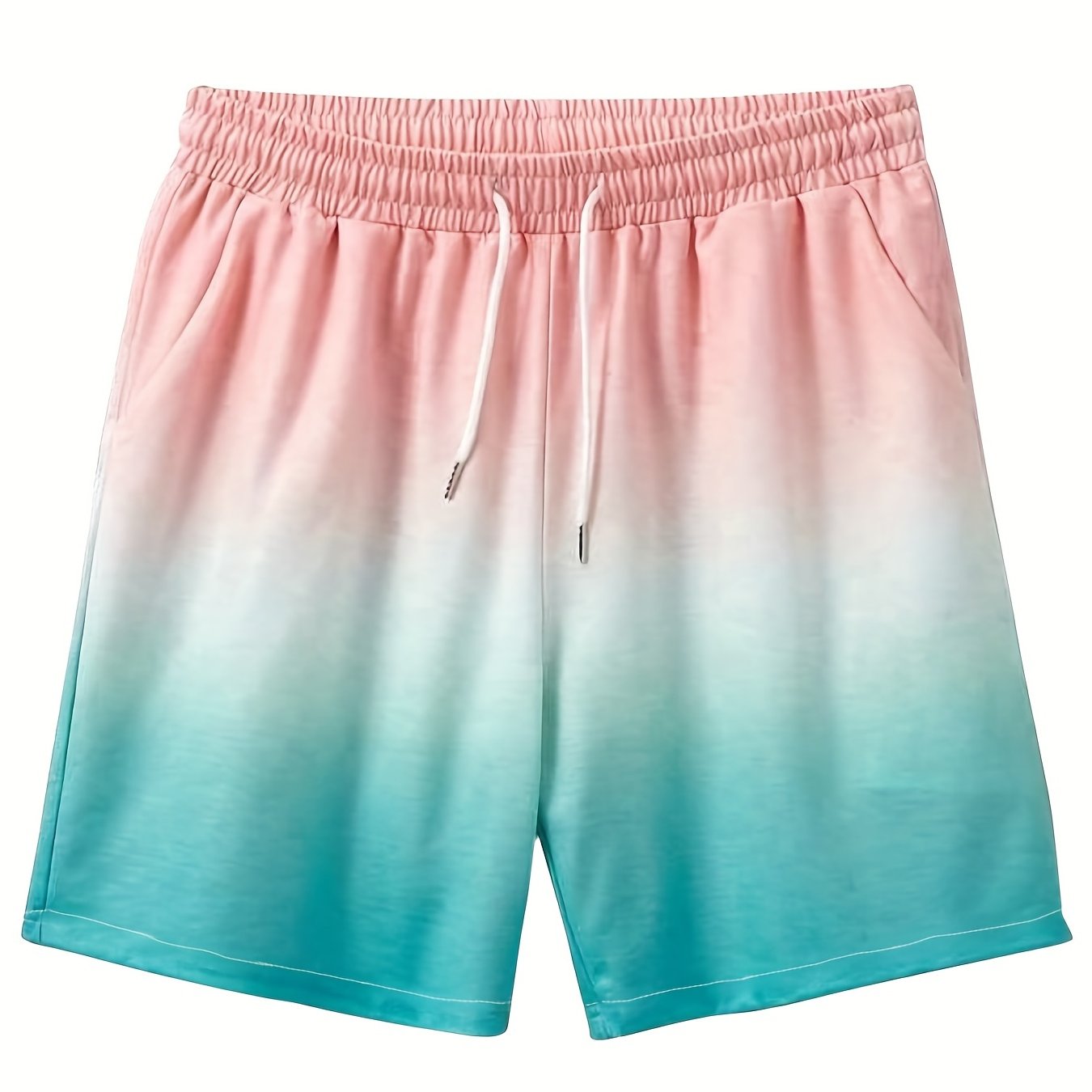 Quick Dry Gradient Men's Beach Shorts Drawstring Swim Trunks