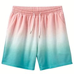 Quick Dry Gradient Men's Beach Shorts Drawstring Swim Trunks