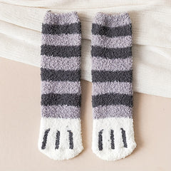 4 Pairs Cat Claw Print Socks Women's Warm & Comfy Stockings