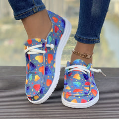 Women's Outdoor Skateboard Shoes with Heart Pattern and Polka Dot Decoration