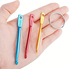 3pcs Aluminum Crochet Hooks Set 3 4 5mm Portable Short Knitting Needles Tool