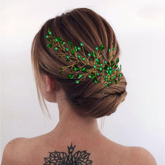 Green Bead Retro Bridal Hairband Vintage Wedding Hair Accessory