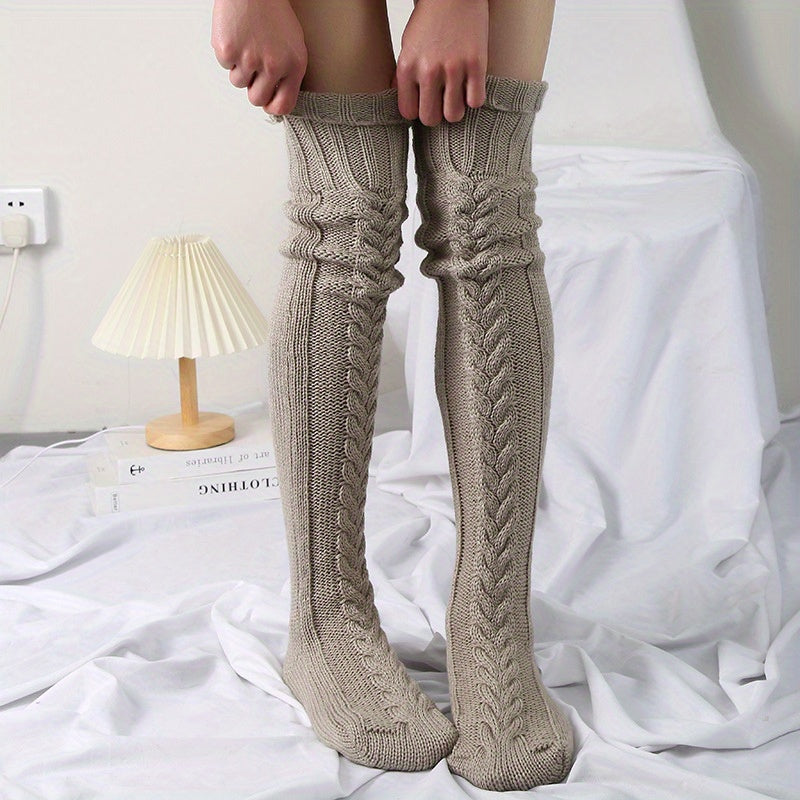 Knitted Thigh High Socks Women's Stockings