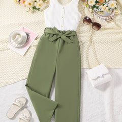 Girls Belted Jumpsuit Set for Summer Party