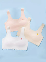 3pcs Fruit Print Girls' Underwear Cup Vest for 9-13 Years