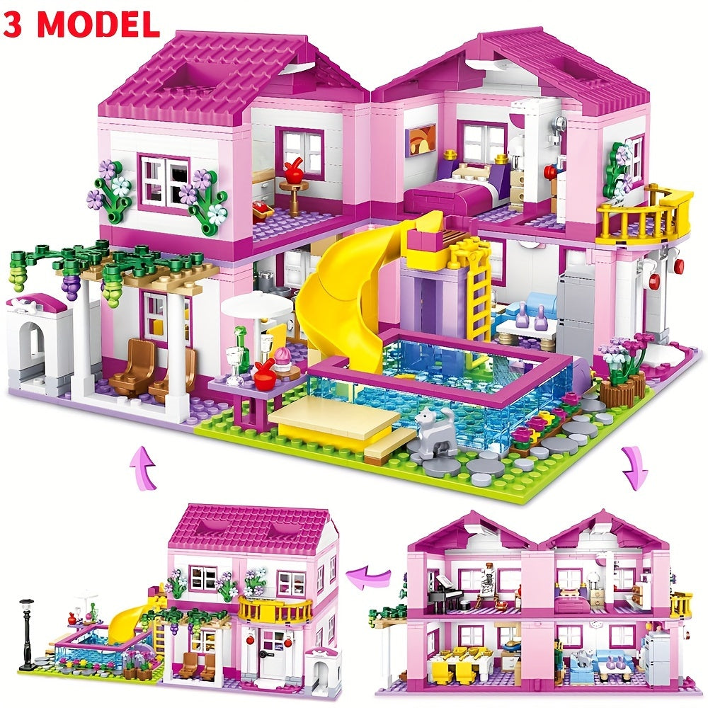 City Street View House Summer Holiday Villa Castle Building Block Girls Series