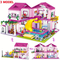 City Street View House Summer Holiday Villa Castle Building Block Girls Series