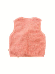 Toddler Girls Plush Button Vest Top Kids Clothes