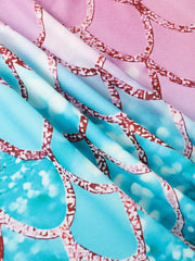 Dreamy Girls Gradient Fish Scale Print Long Sleeve Dress