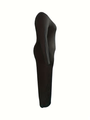 Solid Long Sleeve Wide Leg Jumpsuit