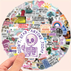 100pcs Humorous Quote Stickers for Laptops Phones Water Bottles Cars