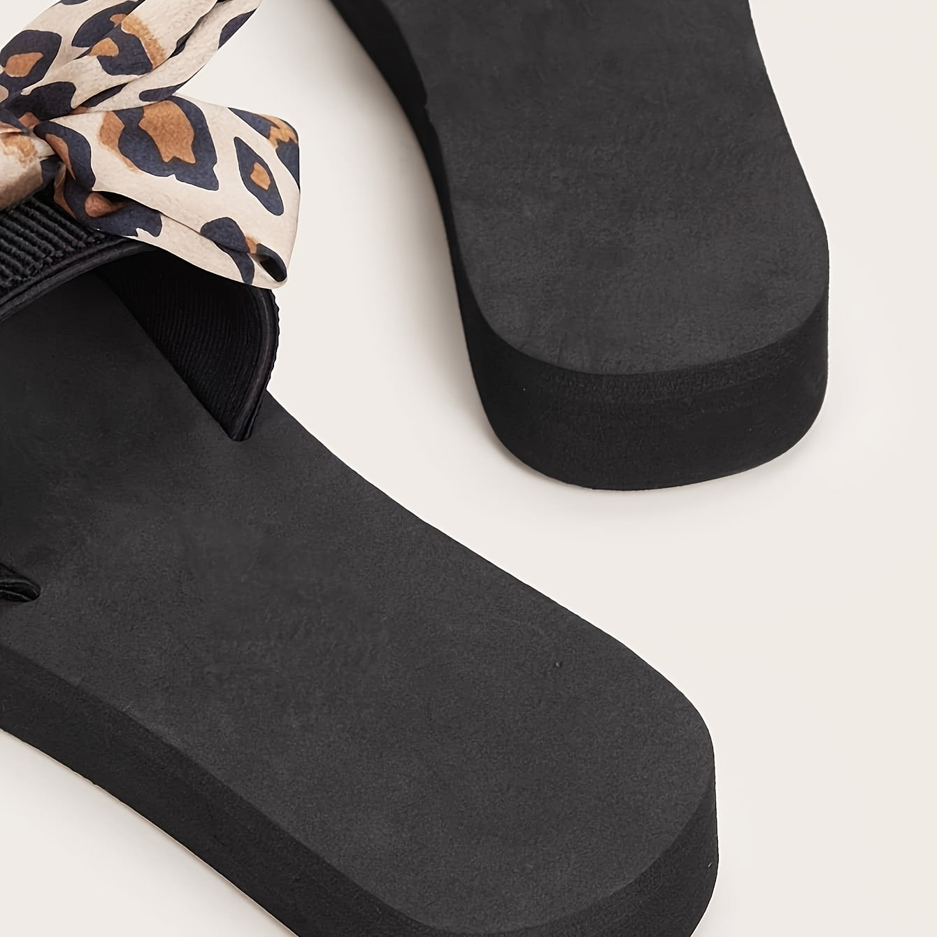 Women's Leopard Print Bowknot Slides Lightweight Open Toe Slides