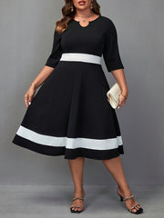 Colorblock A line Midi Dress