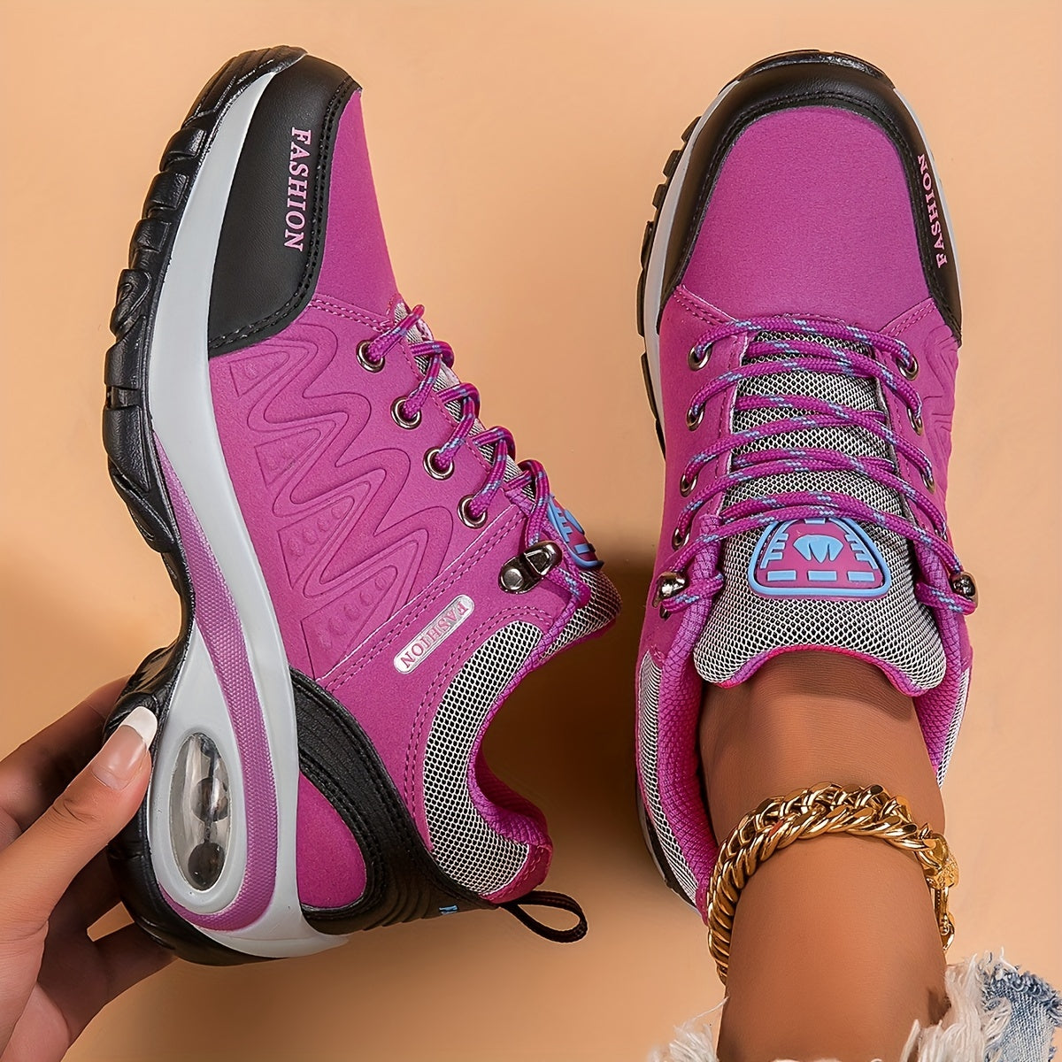 Women's Air Cushioned Hiking Shoes Thick Sole Non Slip Outdoor Sports Shoes