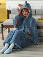 Soft & Thick Fuzzy Hoodie Pajamas Set Women's Loungewear & Sleepwear