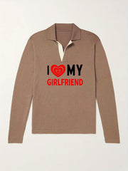 Men's Knit Polo Shirt V Neck Pullover Sweater for Winter