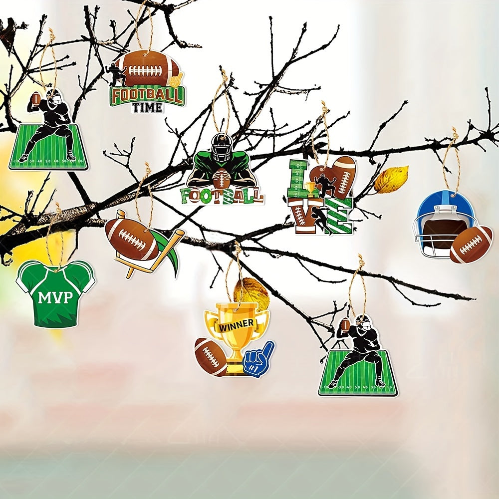 8pcs American Football Rugby Ornaments with Twine for Home Party Decor