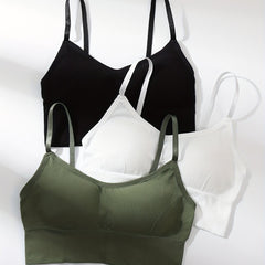3pcs Solid Cami Tops Soft & Comfy Crop Top Women's Lingerie