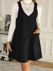 Casual V Neck Sleeveless Pocket Front Dress Women's Clothing