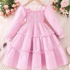 Off Shoulder Ruffle Trim Princess Dress for Girls