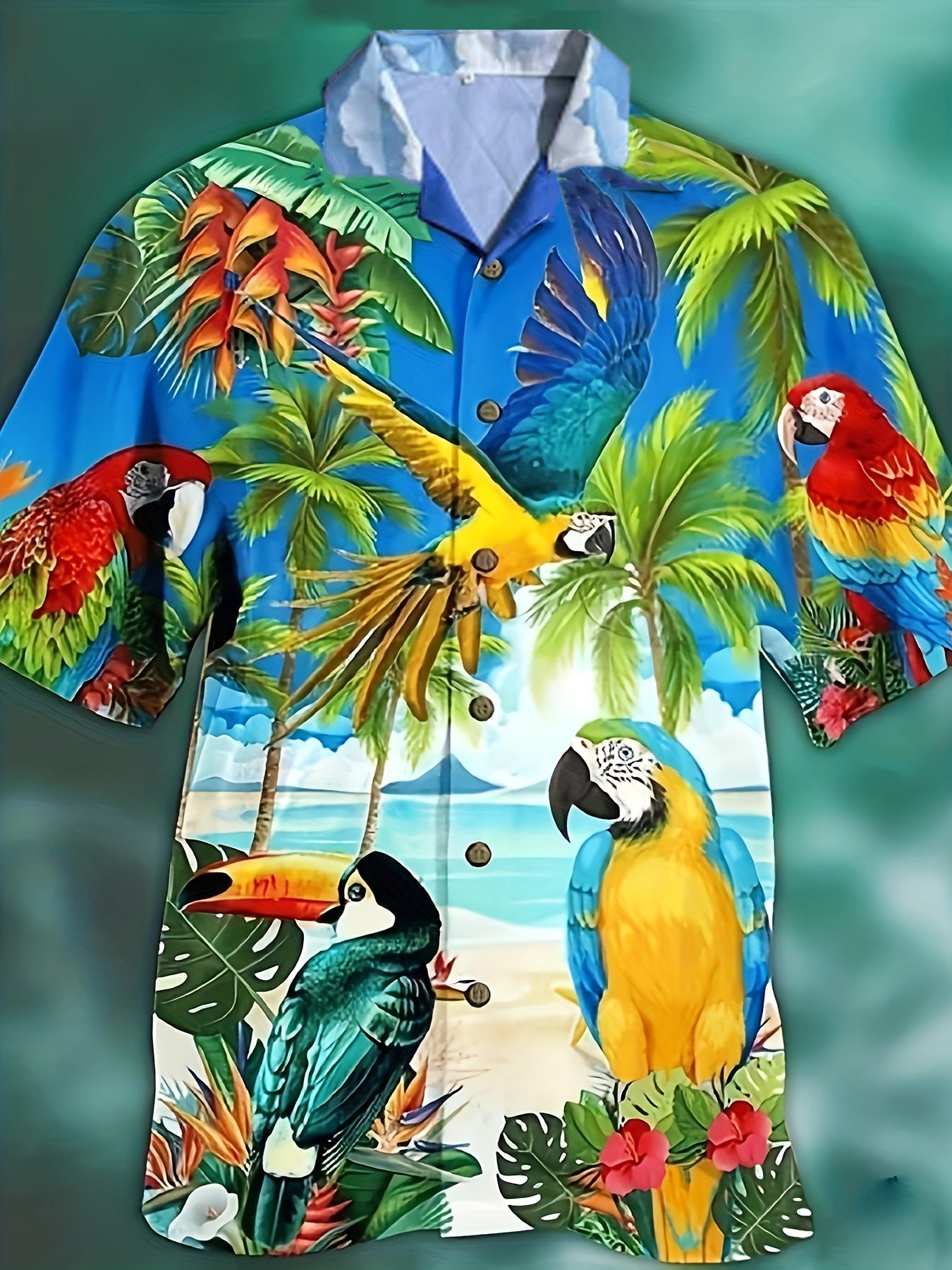 Flamingo Cowboy All Over Print Men's Casual Hawaiian Shirt