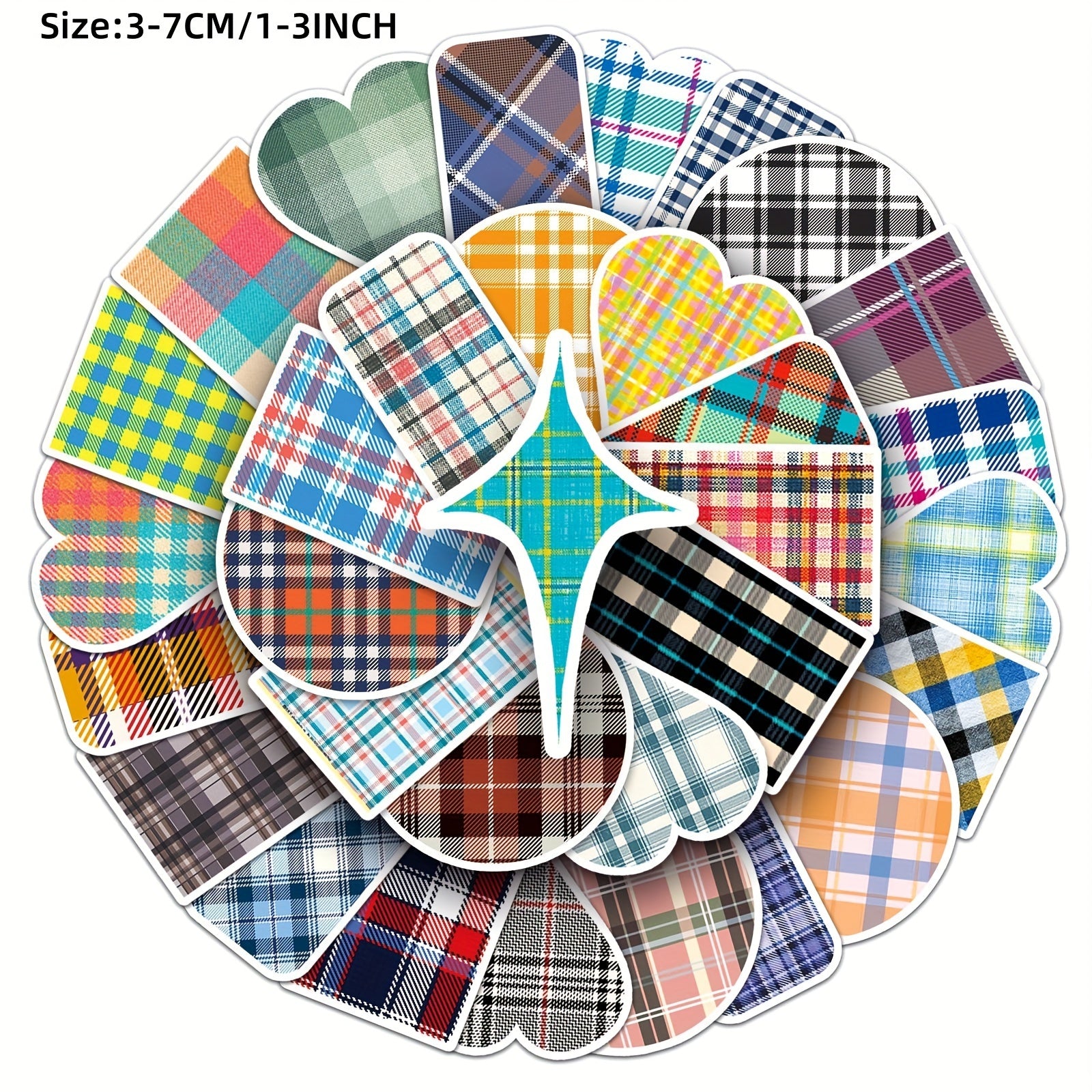 50pcs Plaid Series Waterproof Stickers for Laptop Helmet Wat