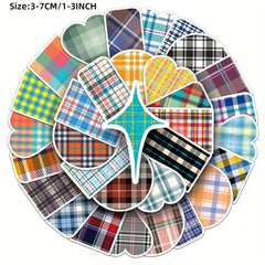 50pcs Plaid Series Waterproof Stickers for Laptop Helmet Wat