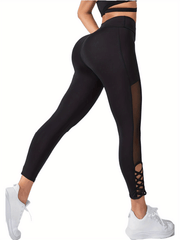 Mesh Insert Yoga Pants High Waist Butt Lifting Leggings
