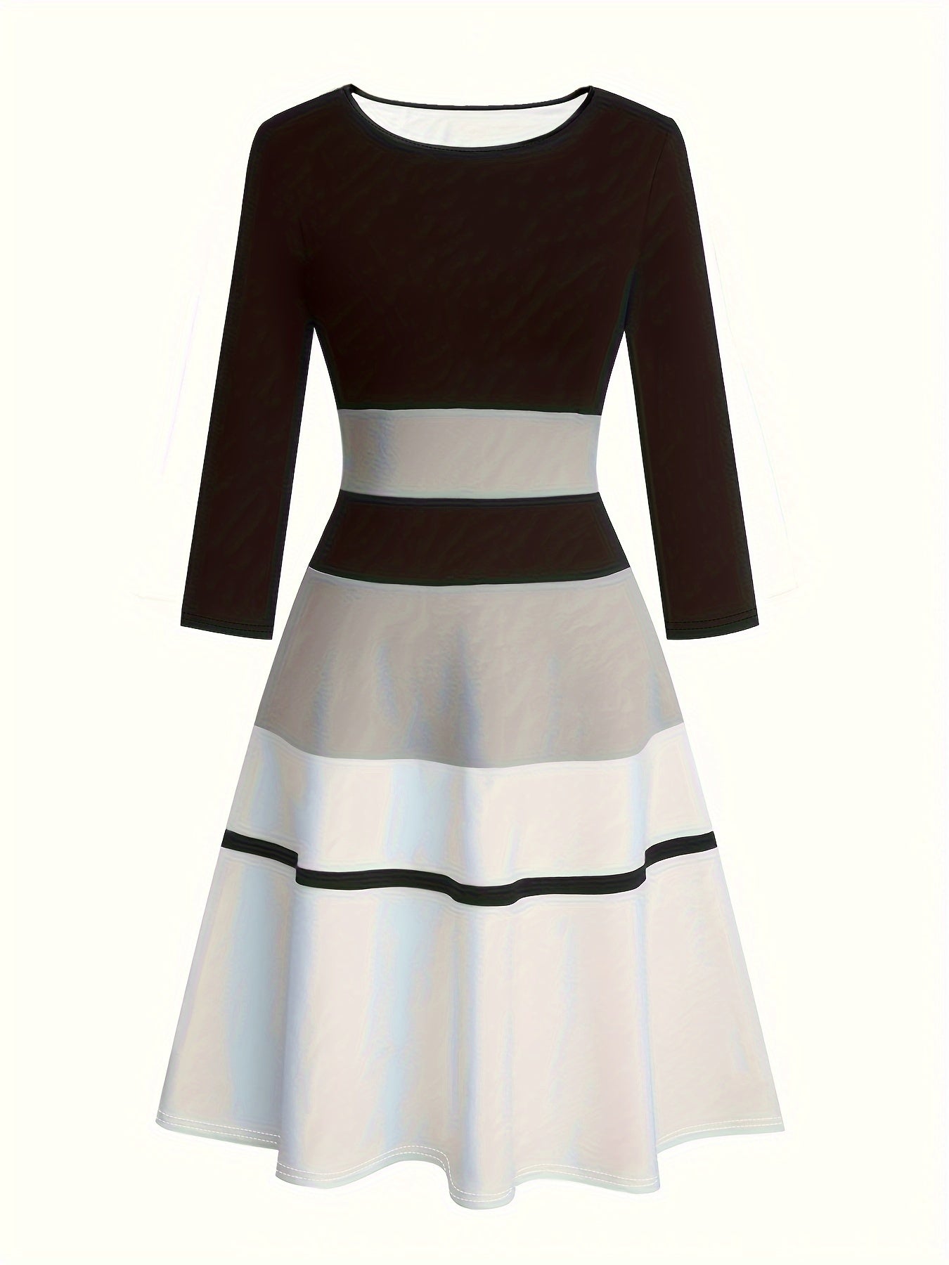 Colorblock Stripe Print Half Sleeve Dress