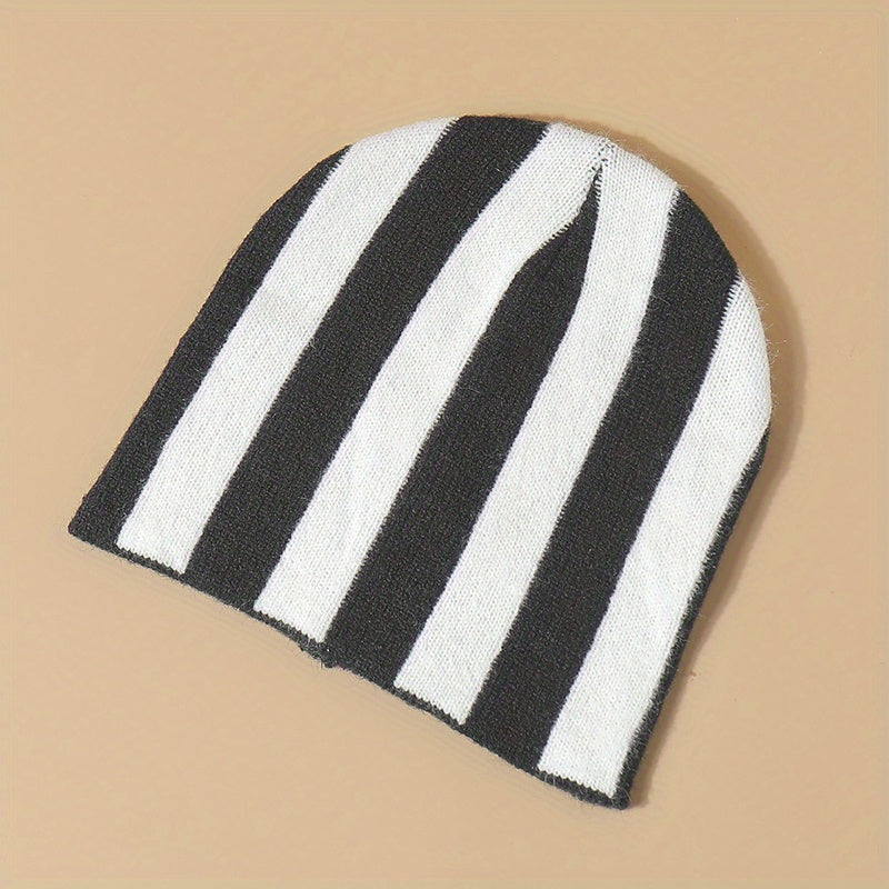 Y2K Striped Woolen Hat for Men and Women