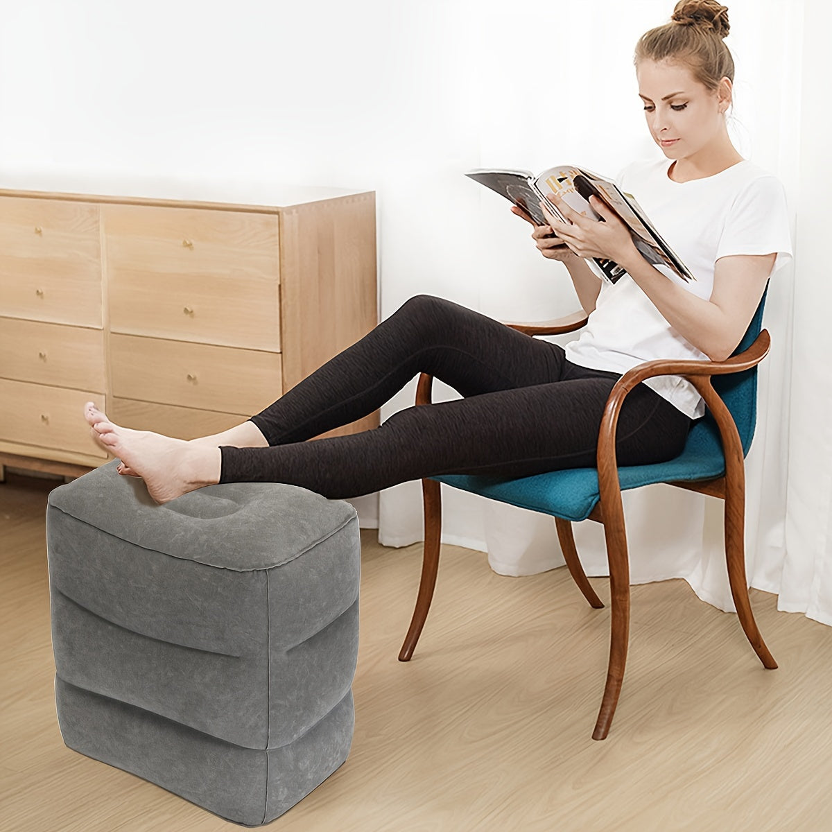 Adjustable Inflatable Travel Foot Rest with Storage Bag