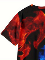 Boy's 3D Flame Graphic T-shirt Casual Breathable Tee for Summer