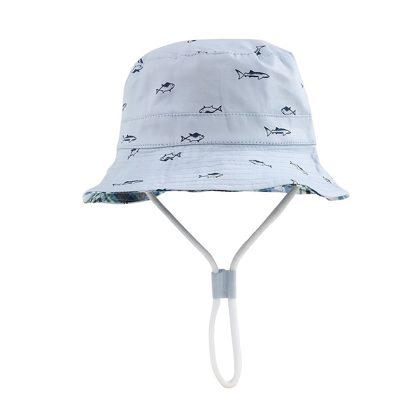 Kids Flamingo And Fish Graphic Bucket Hat Breathable Fisherman Hat Beach Sun Cap