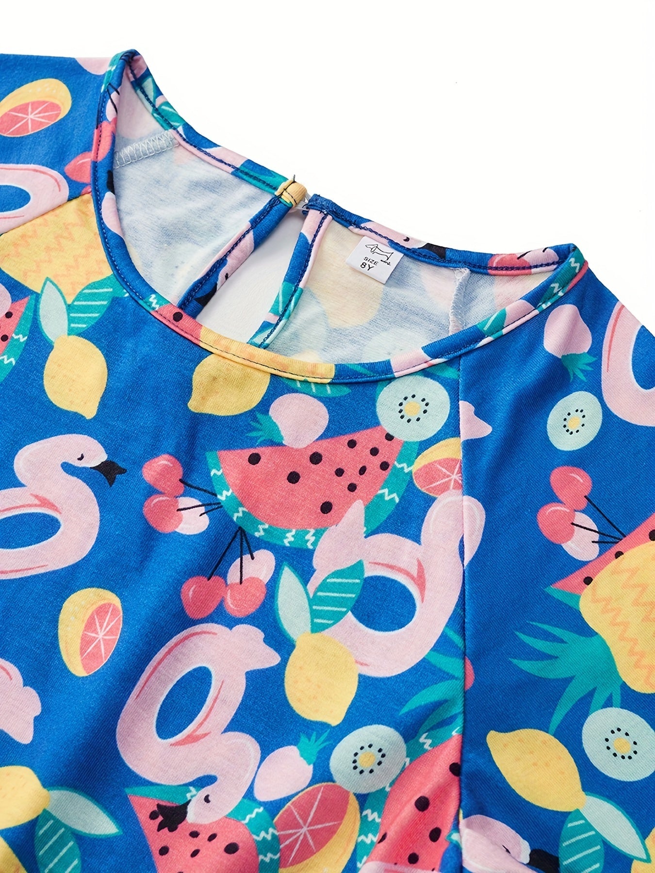 Girls Short Sleeve Fruit Graphic Rompers Jumpsuits Set