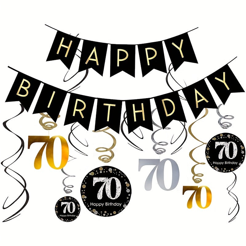 70th Birthday Spiral Ornament Golden